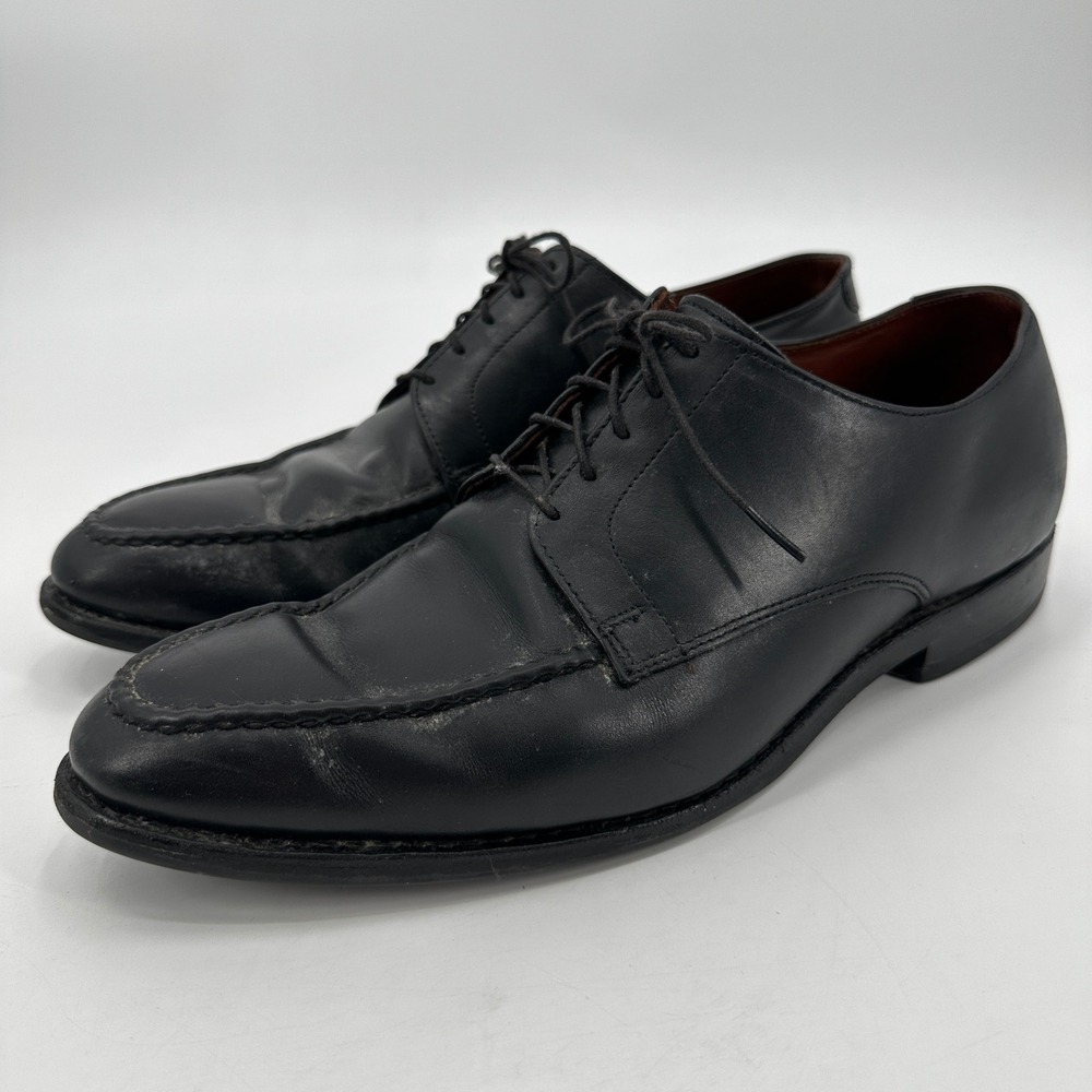 Allen Edmonds Powell Black Leather Apron Toe Derby Lace Up Dress Shoes 11.5 D